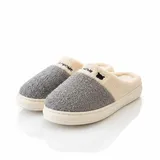 LEMCE Cloudstep grey cream plush slip-on slippers pair angled view cushioned sole
