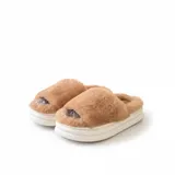LEMCE Cloudstep camel plush faux fur slippers pair angled view white sole