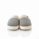 LEMCE Cloudstep grey plush slippers pair front view cream collar cushioned white sole