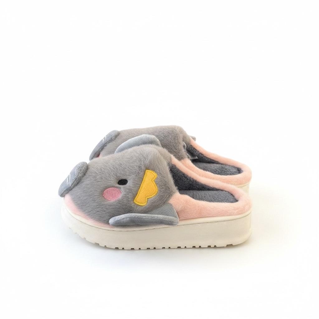 LEMCE Cloudstep charcoal grey plush elephant slipper fluffy novelty design four colourways flat lay