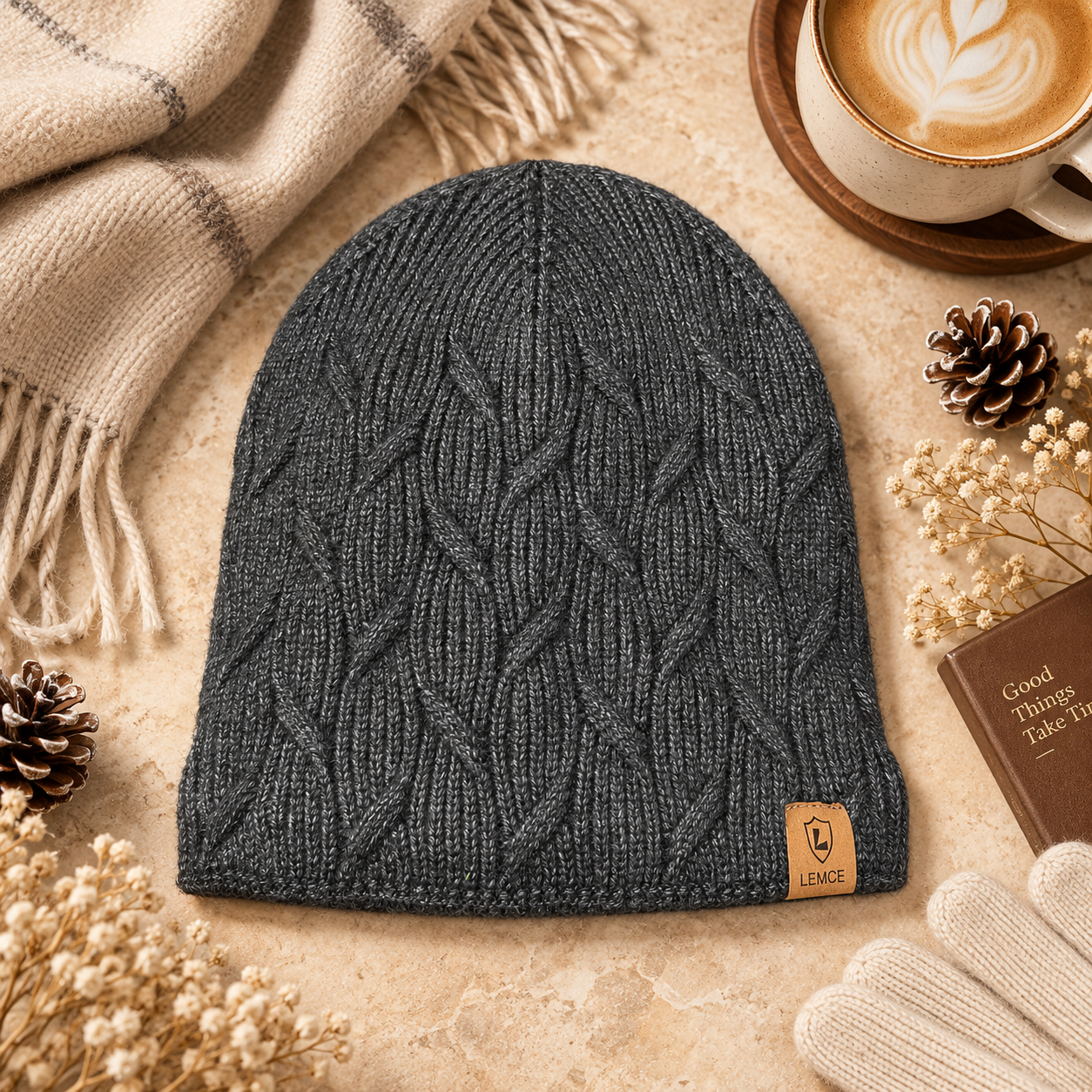 LEMCE Cable Knit Cap