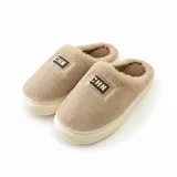 LEMCE Cloudstep black plush mule slippers pair white cushioned sole front angle view