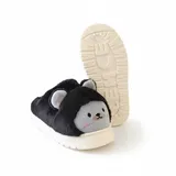 LEMCE Cloudstep black plush bear slipper pair showing sole and side view on white background
